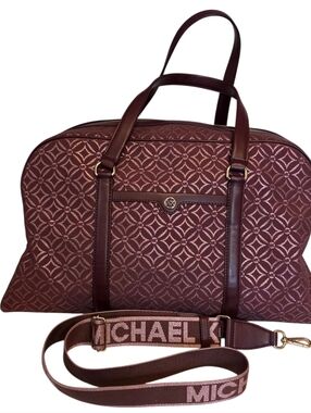 Michael Kors Burgundy Patterned Weekender Bag